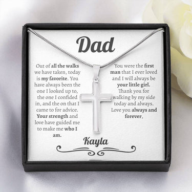 Personalized Bride to Dad Cross Necklace - Love You This Much